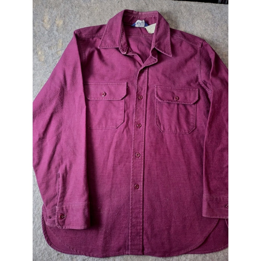 Woolrich Shirt Mens Large Maroon Chamois Flannel Button Long Sleeve USA